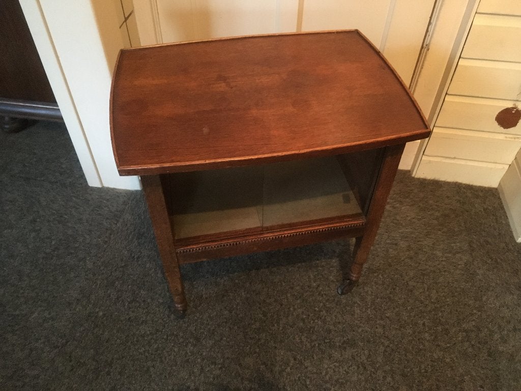 antiek thee karretje kast 2 zijden glas rijdend, Ophalen