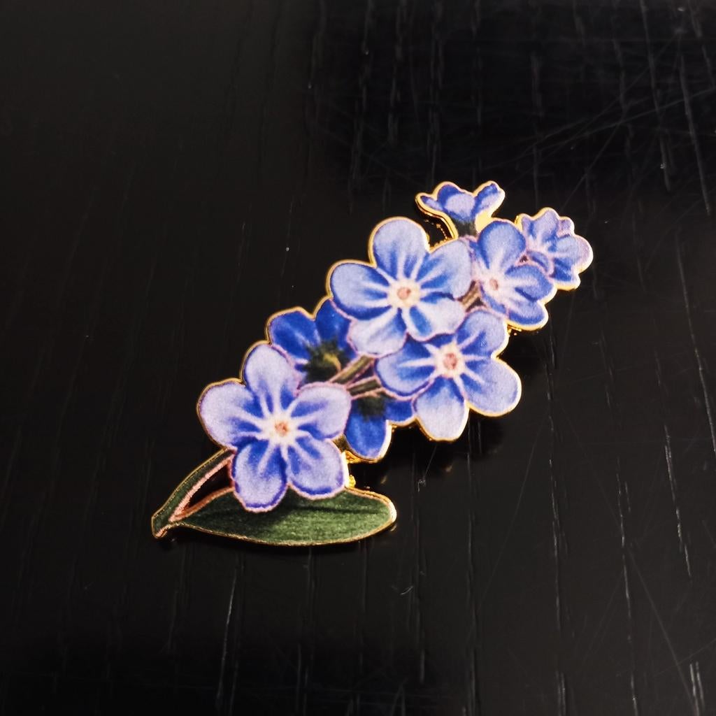 Vergeet mij nietje pin, broche, lente, Sieraden, Tassen en Uiterlijk, Broches, Overige materialen, 4 tot 7 cm, Nieuw, Verzenden