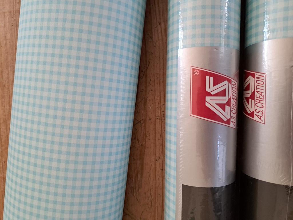 4 rollen behang met piepklein BB ruitje, Ophalen of Verzenden