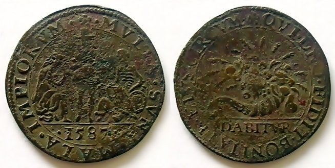 Hongersnood in Artois 1587 Rekenpenning, Postzegels en Munten, Penningen en Medailles, Verzenden, Overige materialen, Nederland