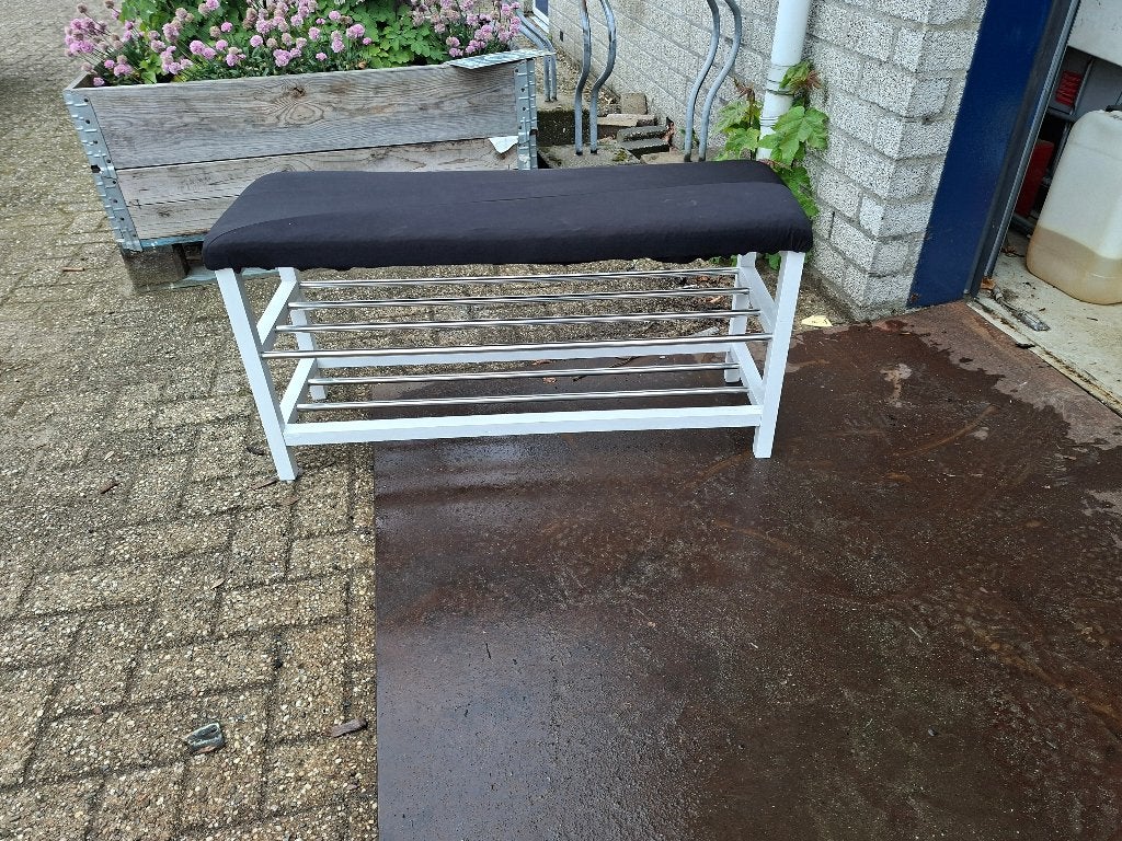 schoenenrek met bankje en 2 lagen schoenen opbergen, Ophalen, Zo goed als nieuw