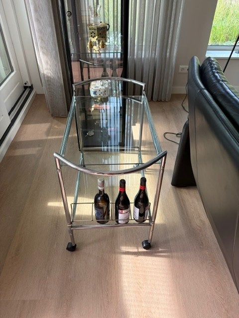 Gezellig glazen serveerwagentje, Ophalen, 55 tot 75 cm, Glas, Overige vormen