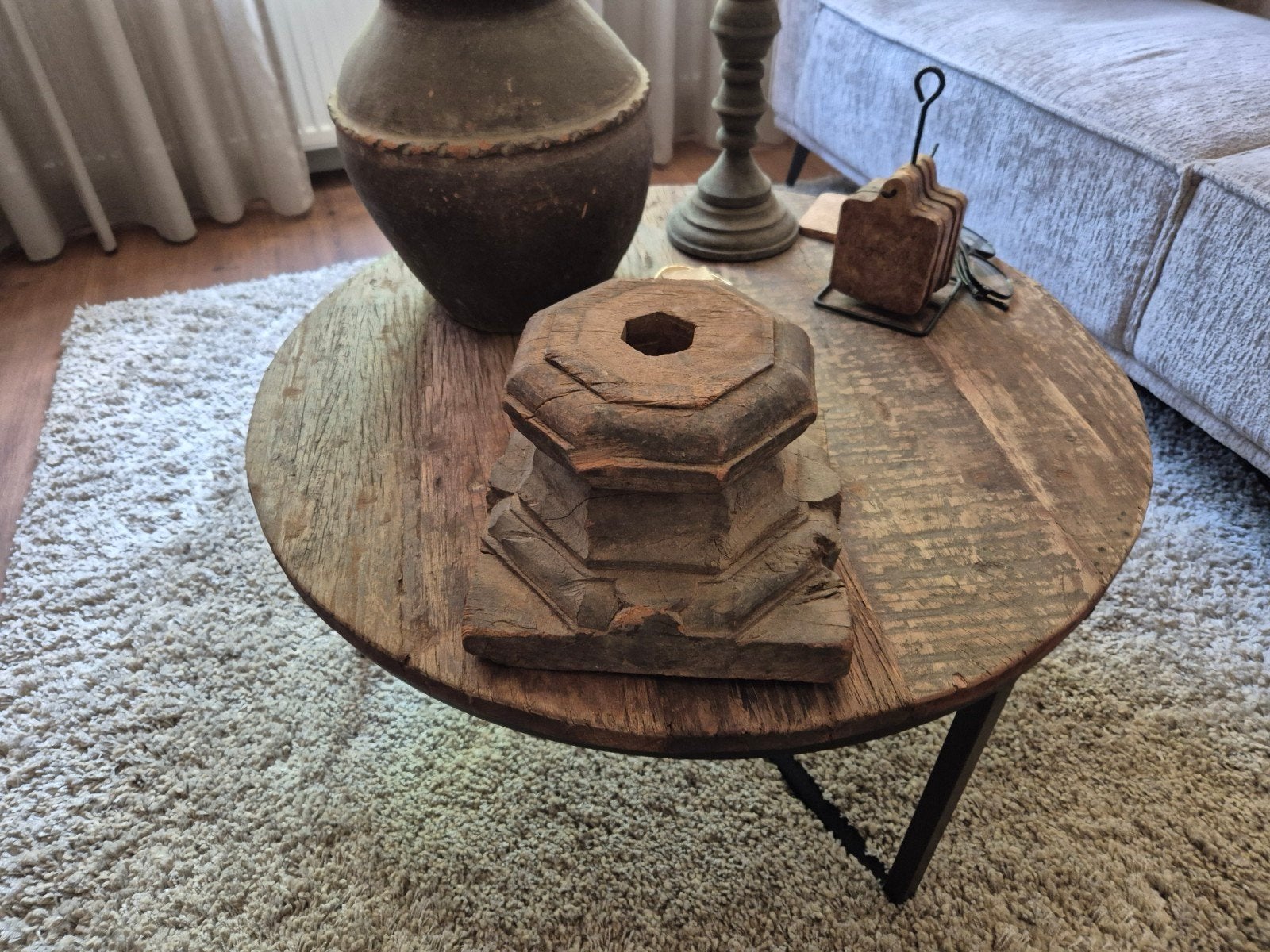 Oude houten poer - 20cm hoog, 23cm breed, Ophalen