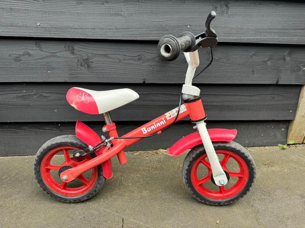 Baninni loopfiets rood - zadel 39cm, stuur 48cm, Ophalen, Gebruikt, Velgrem, Minder dan 16 inch