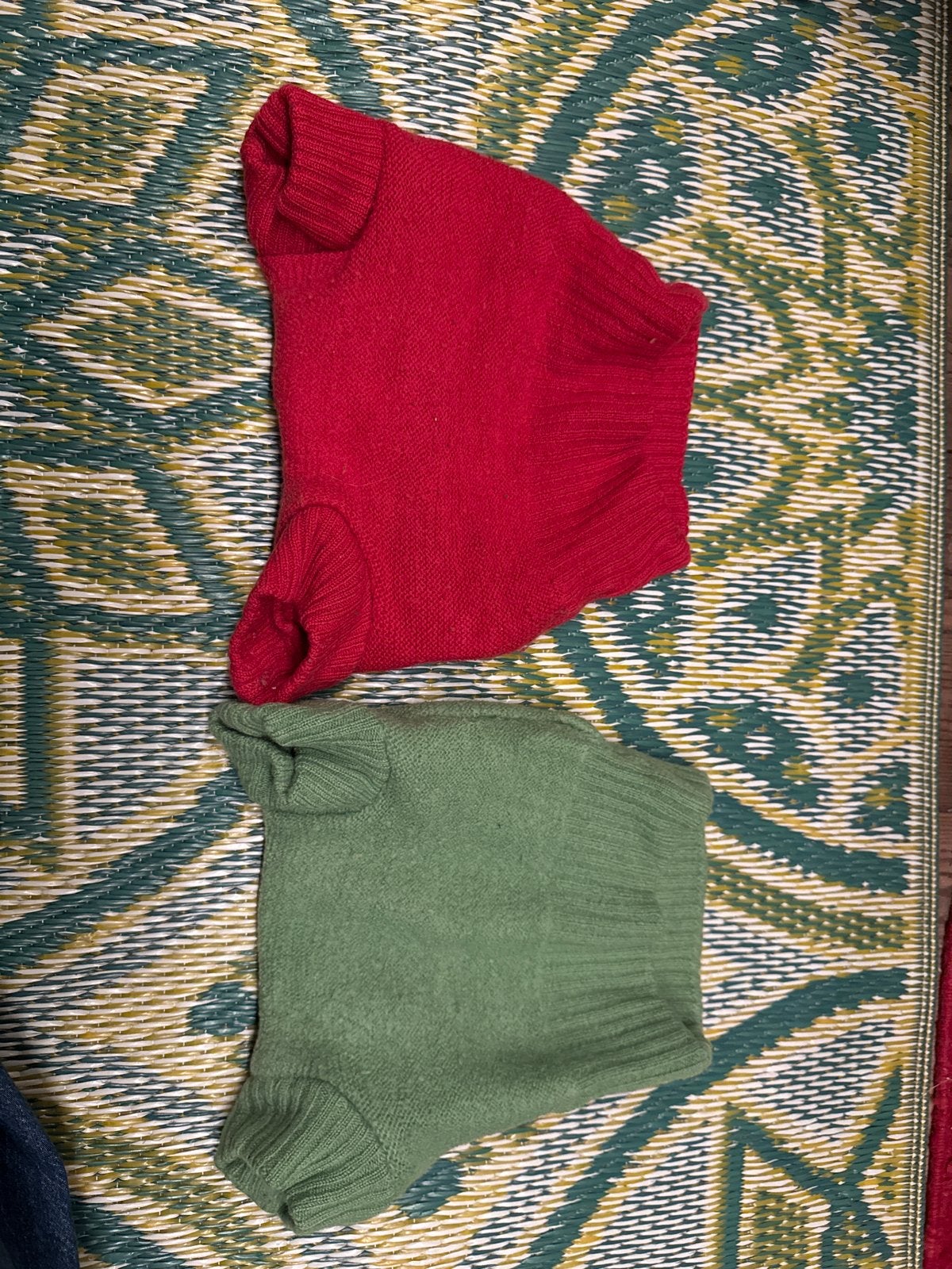 Disana wollen overbroekjes - rood en groen, Ophalen of Verzenden, Gebruikt, Jongetje of Meisje, Broekje