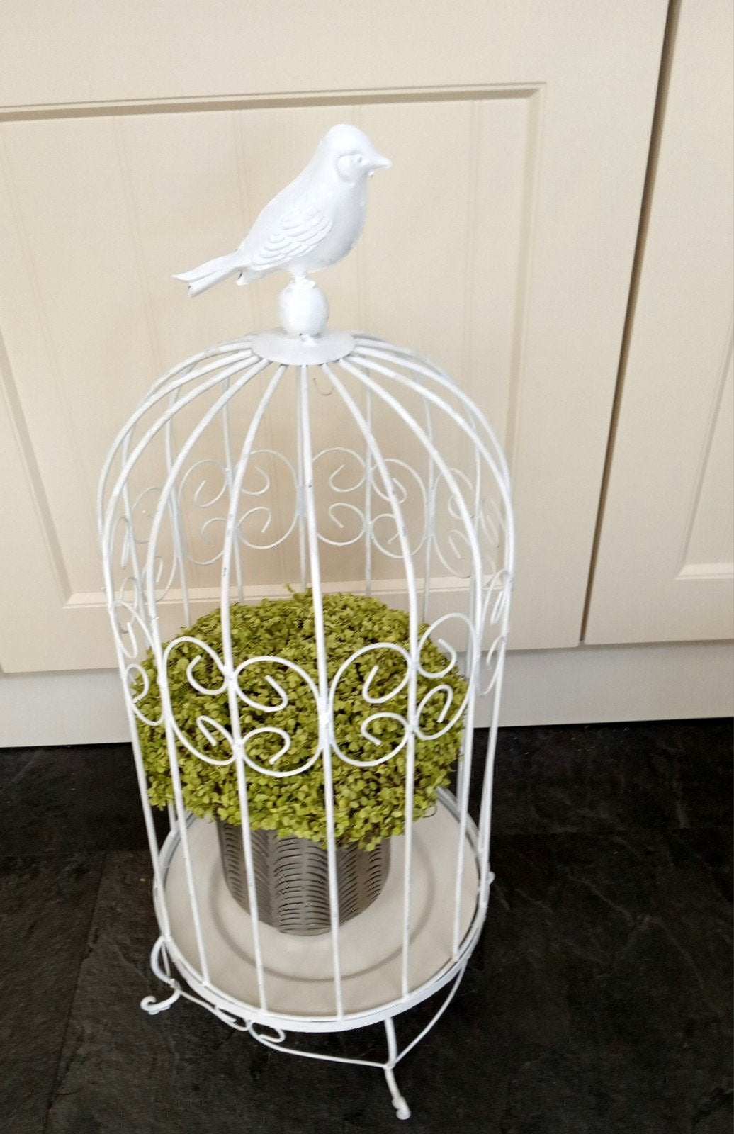 2 Witte Decoratieve Vogelkooien - 70 cm hoog, Huis en Inrichting, Woonaccessoires | Overige, Ophalen, Gebruikt, Landelijk, Metaal