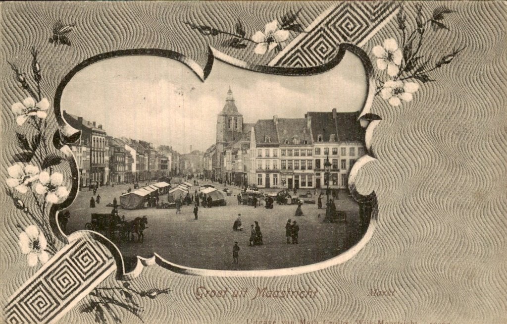 Maastricht - Markt - Marktplein met kramen, Ophalen of Verzenden, Voor 1920, Gelopen, Limburg