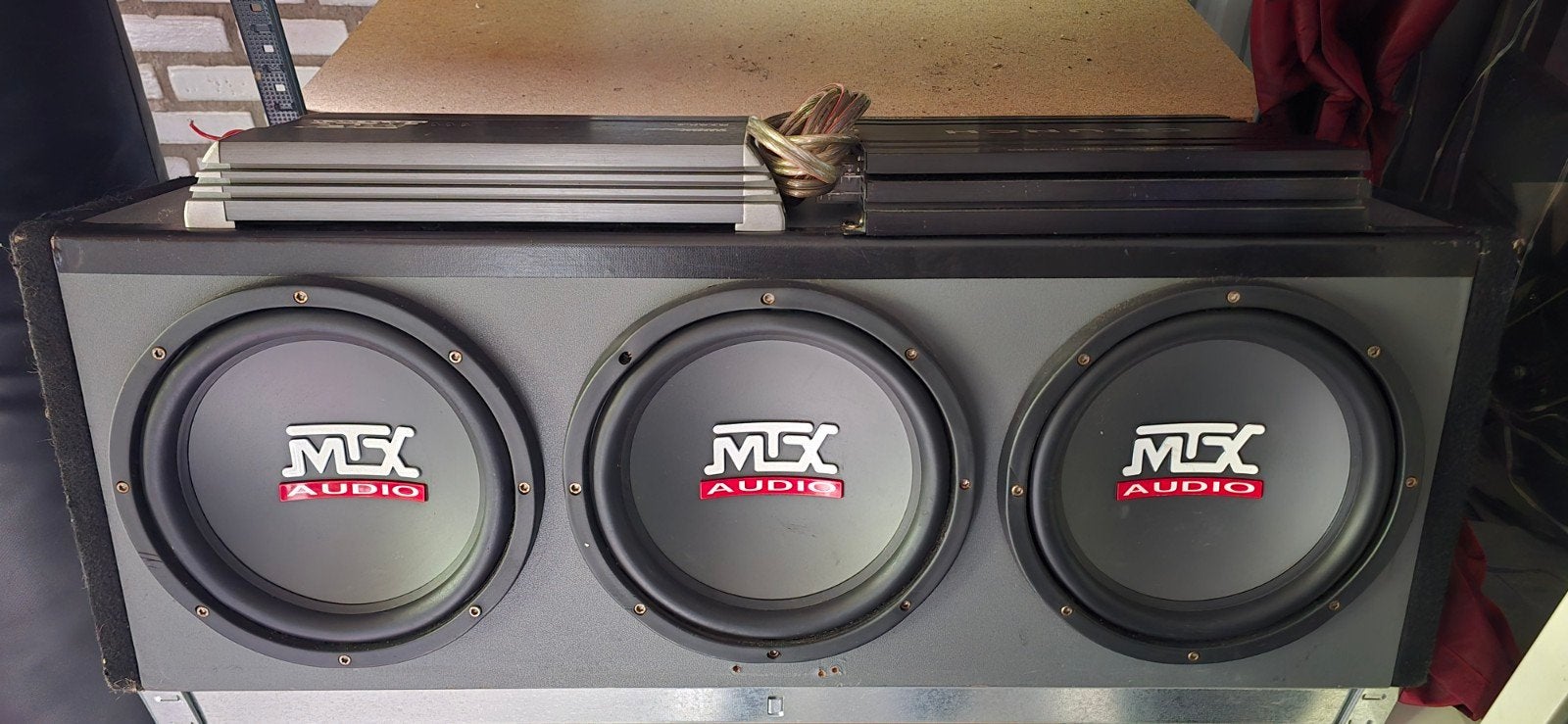 Mtx set 3 woofers en 4 versterkers, Ophalen of Verzenden, Gebruikt