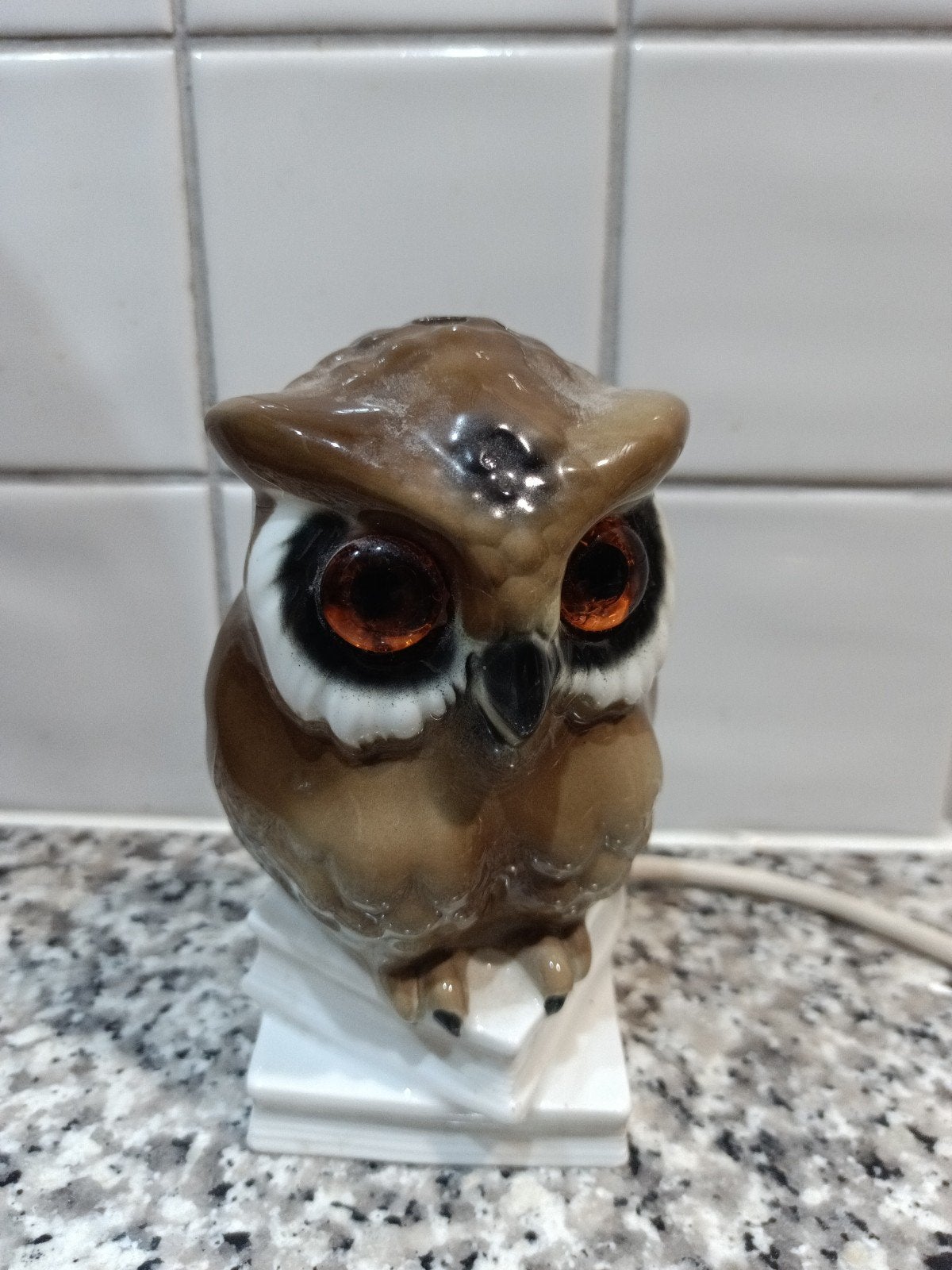 Vintage Uiltje op Boeken Lamp (Cortendorf / Goebel stijl) –, Ophalen of Verzenden, Gebruikt, Dier