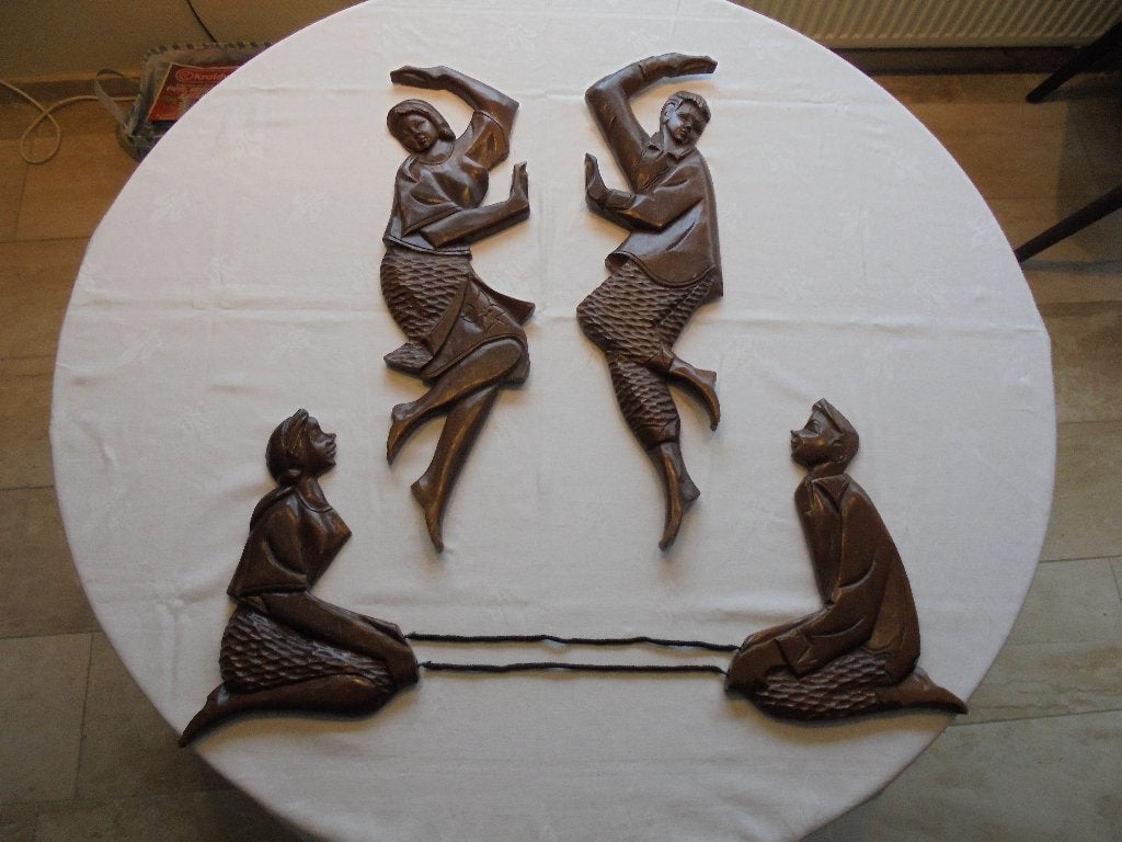 houtsnijwerk dansers uit Thailand, Houtsnijwerk, Ophalen of Verzenden, Handgemaakt, Hout