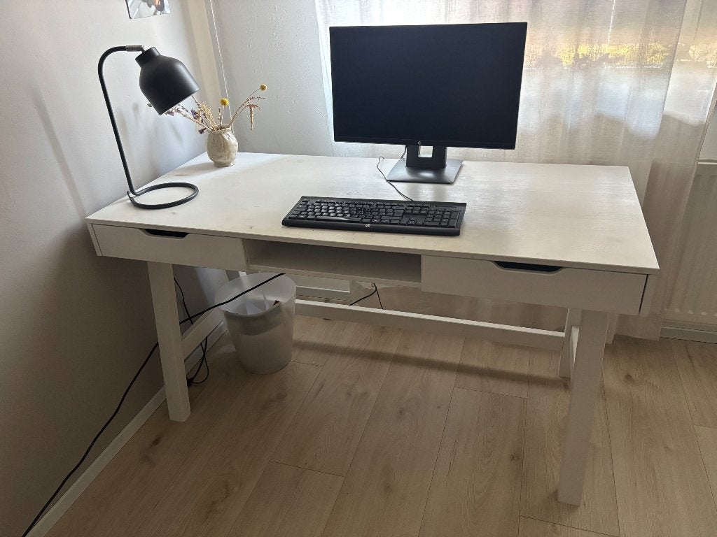 Bureau wit 140x60, Ophalen, Overige typen, Gebruikt, 60 cm