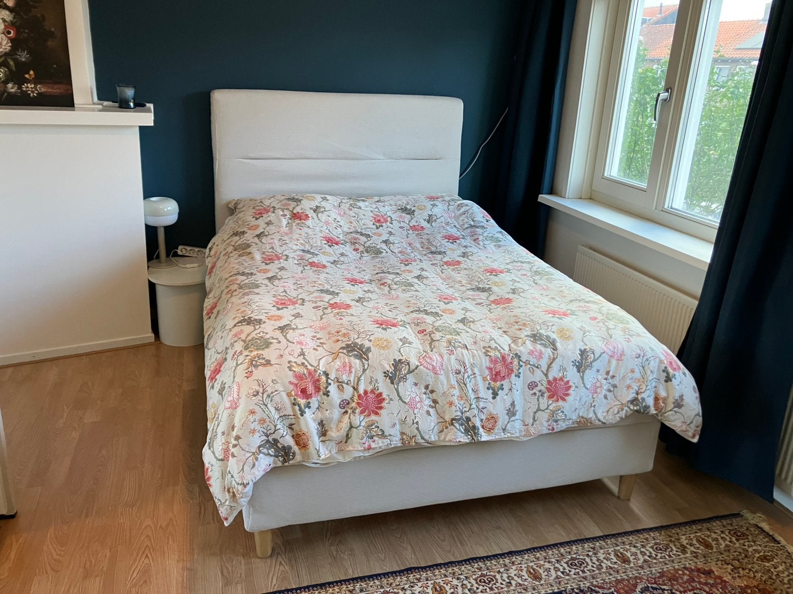 Boxspring 1.40 x 2.00, Ophalen, Beige, Tweepersoons, 140 cm