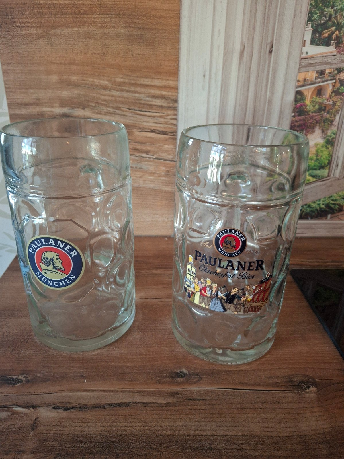 Paulaner Oktoberfest Bierpullen - Set van 2, Ophalen, Vintage, Gebruikt, Meerkleurig