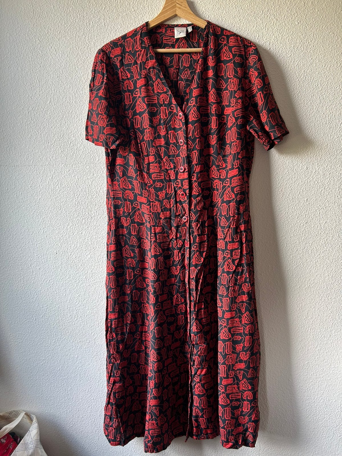 Vintage jurk , rood/zwart, Kleding | Dames, Jurken, Ophalen of Verzenden, Zo goed als nieuw, Rood, Onder de knie