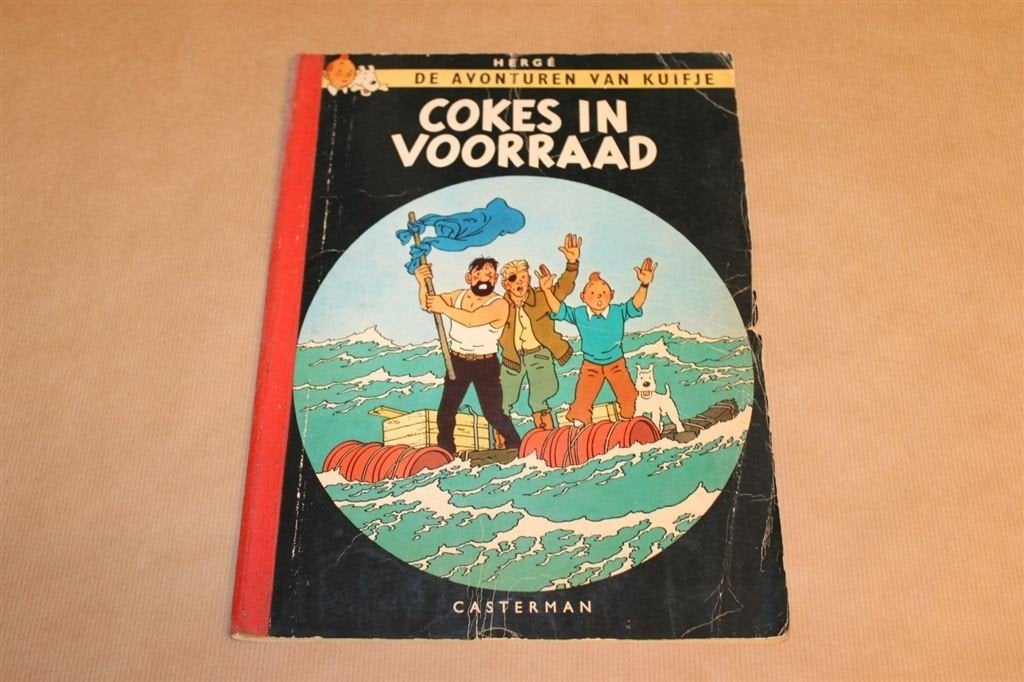 Kuifje - Cokes in voorraad - Oude druk met linnen rug 1965, Eén stripboek, Ophalen of Verzenden, Gelezen