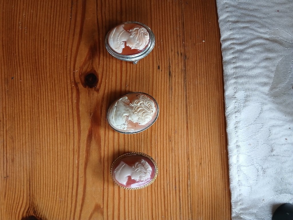 Camee,s in zilver rand. hanger/broche, Ophalen of Verzenden, Zilver, Broche