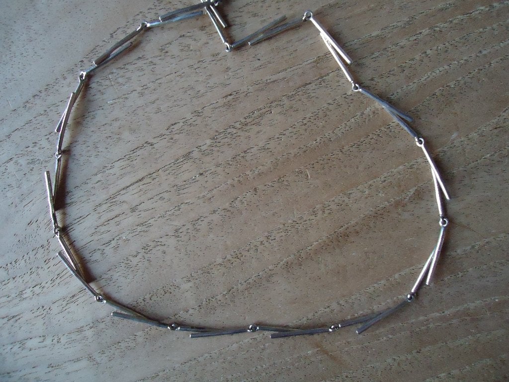 mooie strakke echt zilveren staafjes ketting edelsmid 925, Ophalen of Verzenden, Zo goed als nieuw, Zilver, Zilver