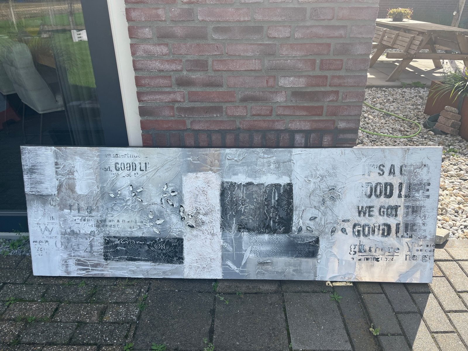Abstract Schilderij Canvas - Grijs, Zwart, Wit, Ophalen
