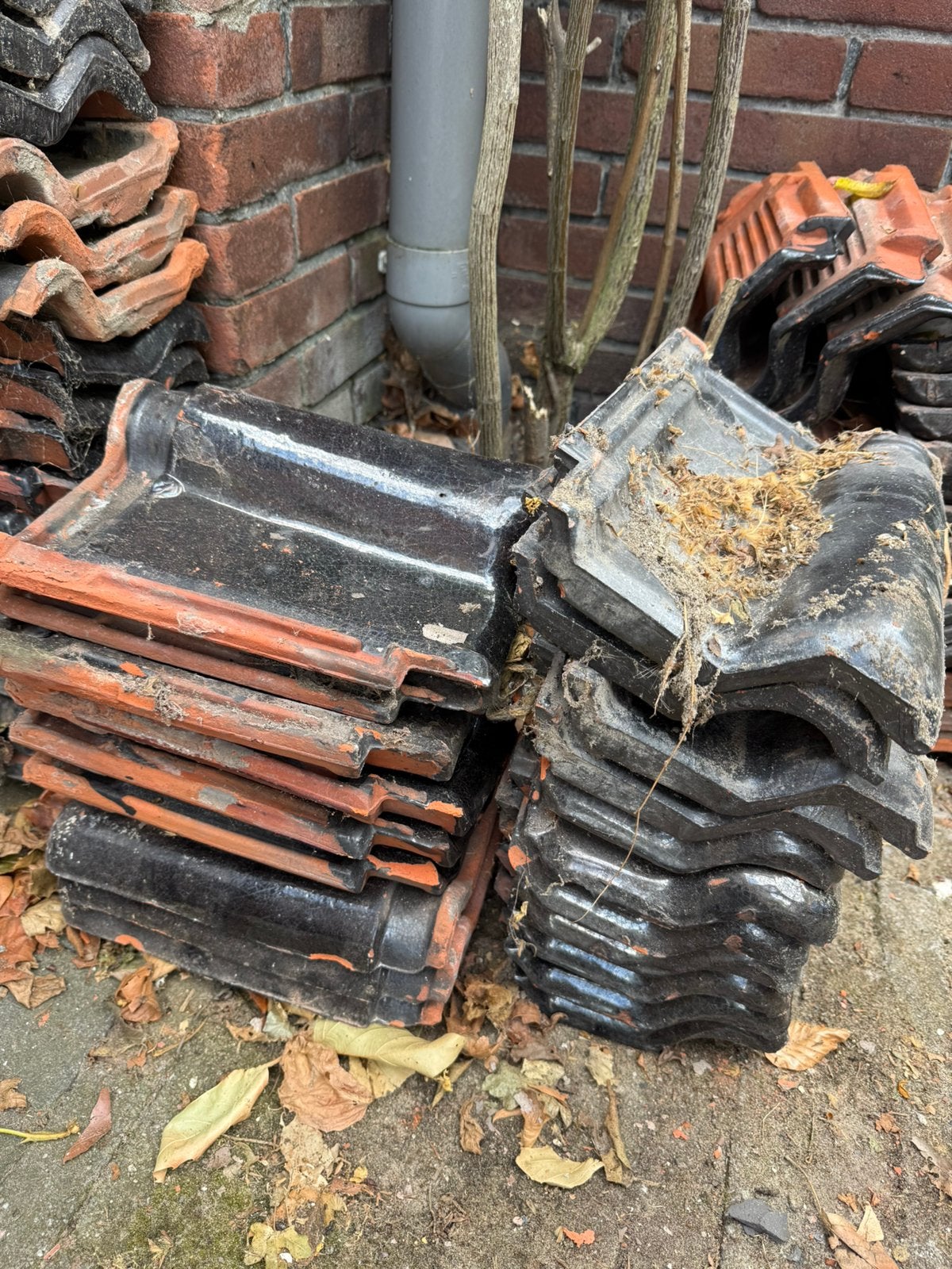 Gratis dakpannen (86 stuks) – afkomstig van huis uit 1930, Doe-het-zelf en Verbouw, Dakpannen en Dakbedekking, Ophalen, Steen of Klei