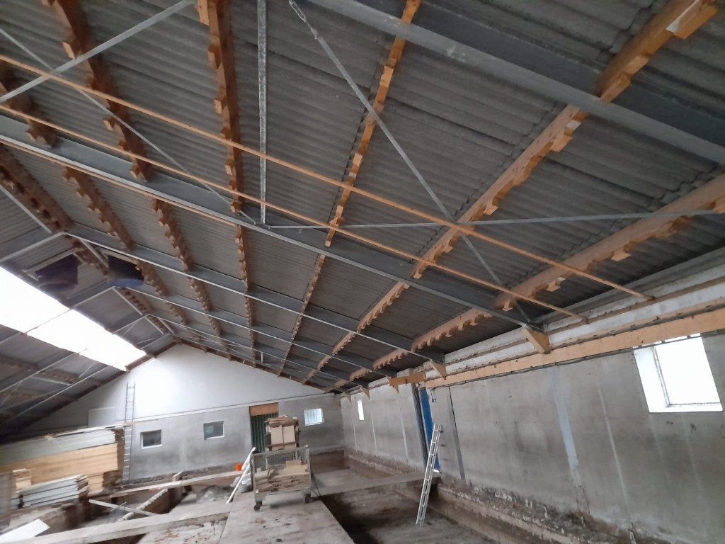 stalen spanten, gordingen en golfplaten, Doe-het-zelf en Verbouw, Ophalen, Gebruikt, 15 m² of meer, Golfplaat