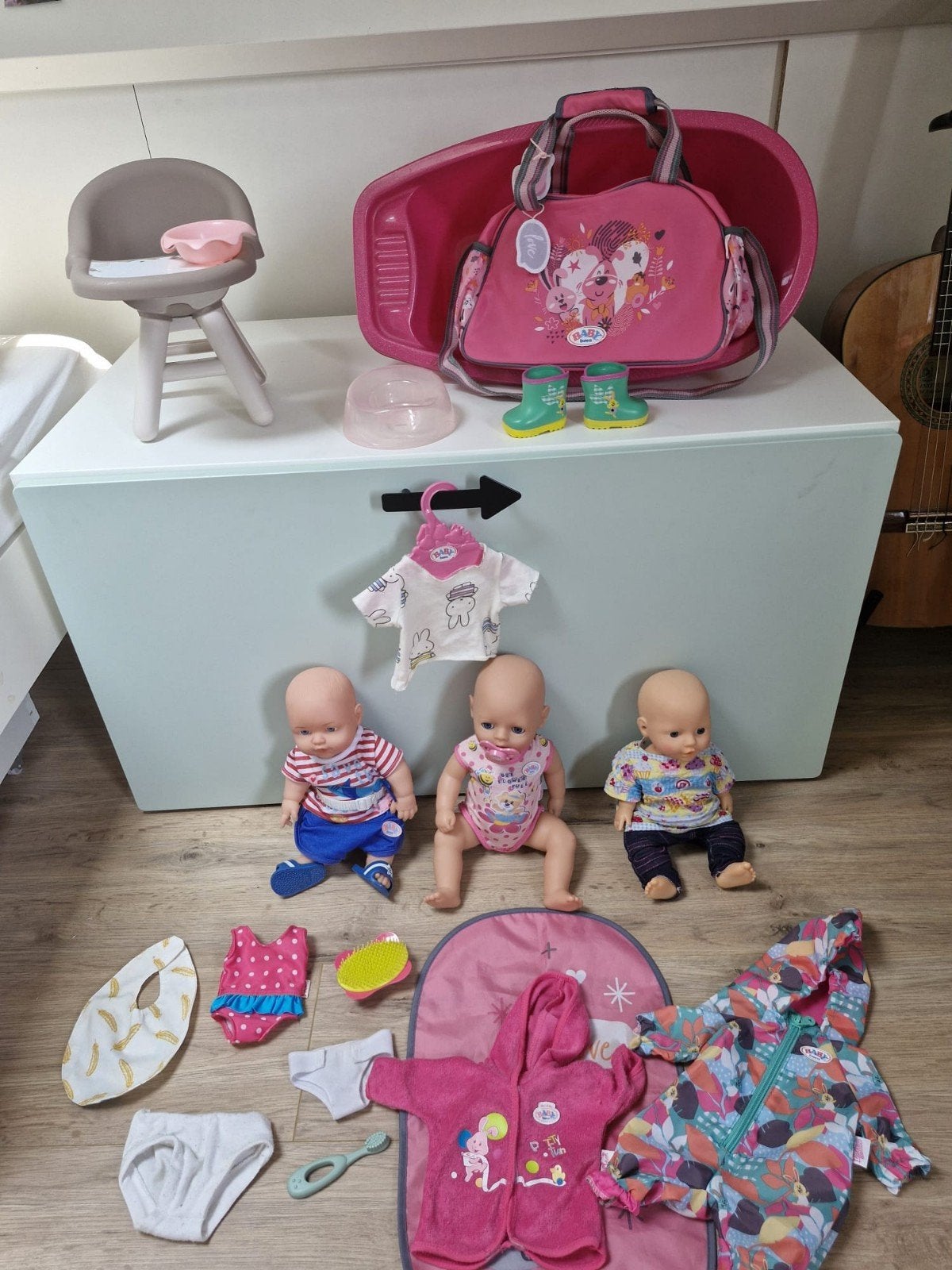Poppenset 3 poppen, incl. Baby Born pop en veel accessoires, Ophalen of Verzenden, Gebruikt, Babypop