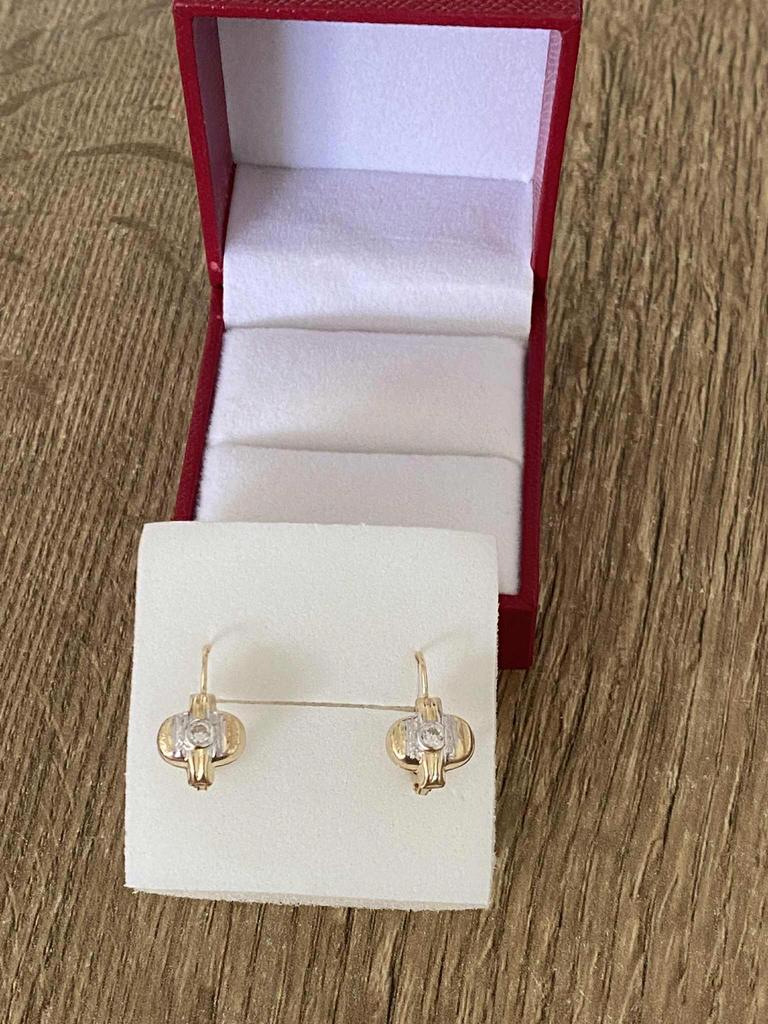 14 karaat(585) gouden oorbellen, wit en geel goud, Ophalen of Verzenden, Nieuw, Goud, Goud