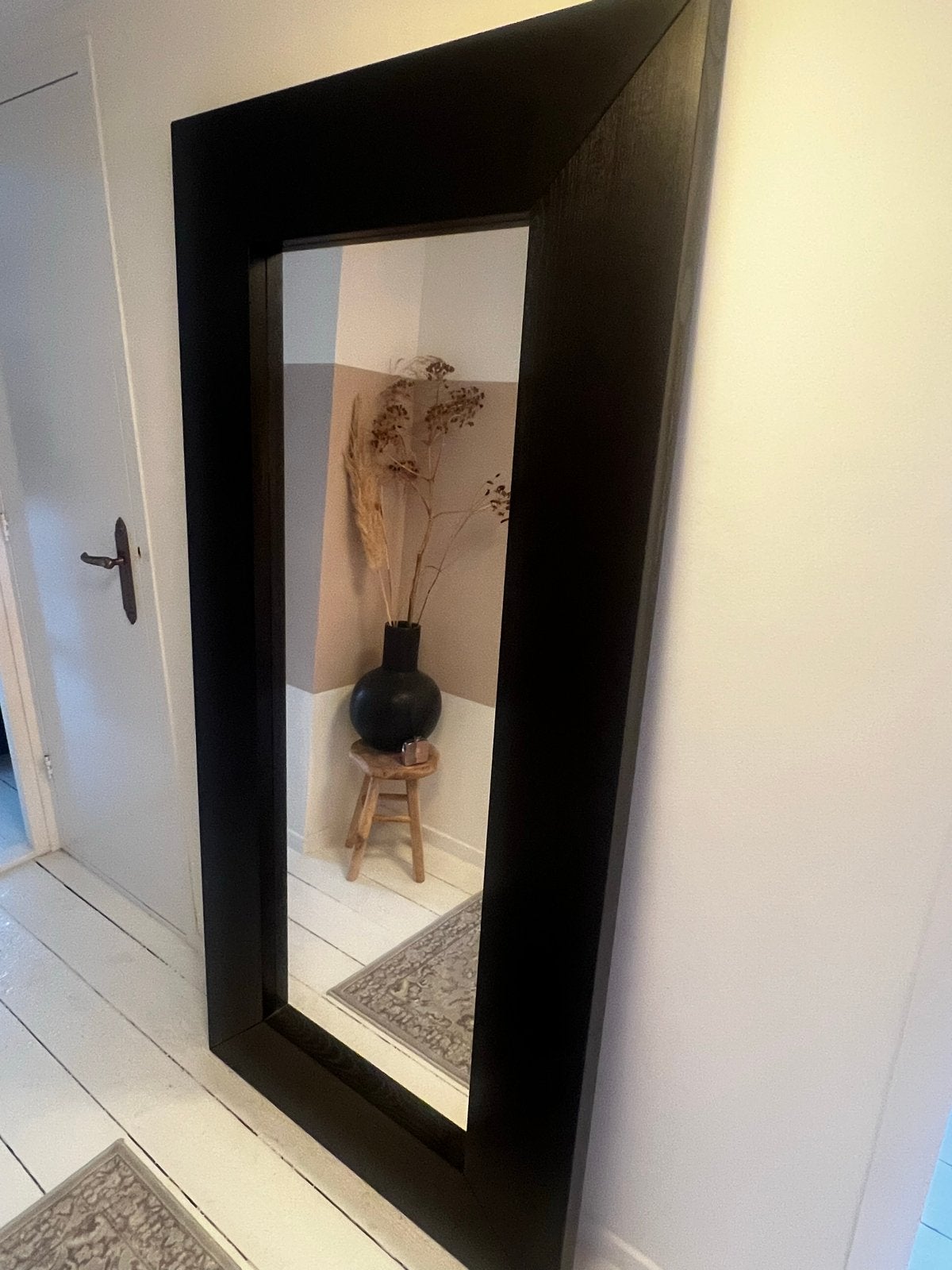 Grote zwarte spiegel van IKEA, Huis en Inrichting, Woonaccessoires | Spiegels, Ophalen, Zo goed als nieuw, 150 tot 200 cm, Rechthoekig