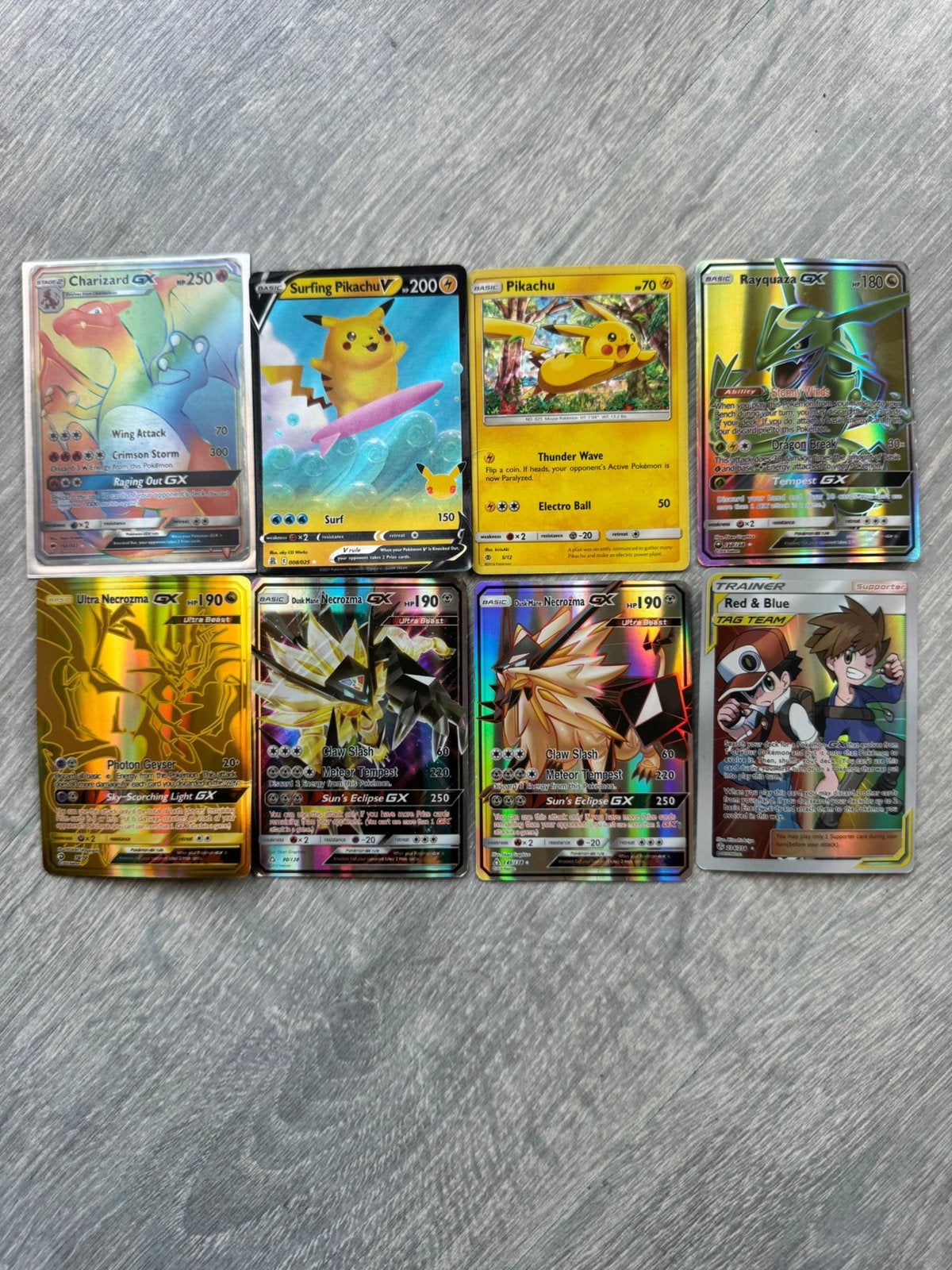 Pokémon Kaarten Collectie: Pikachu, Necrozma, Charizard, Ray, Ophalen, Zo goed als nieuw, Meerdere kaarten, Foil
