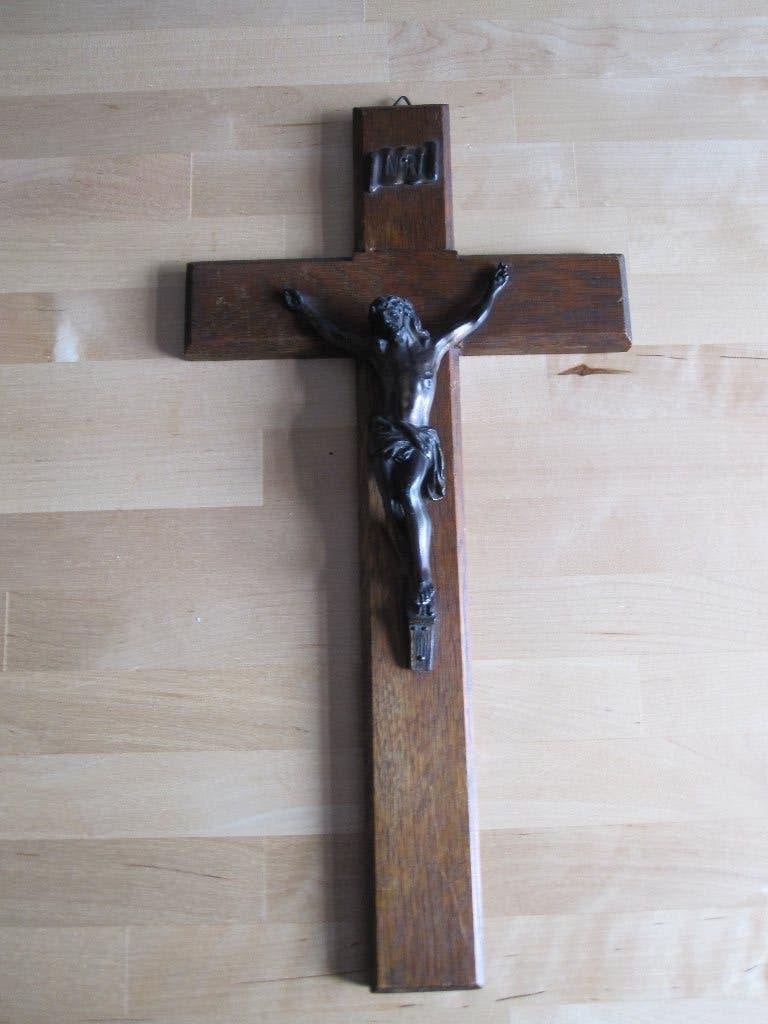 Oud, houten Christuskruis., Antiek en Kunst, Ophalen of Verzenden