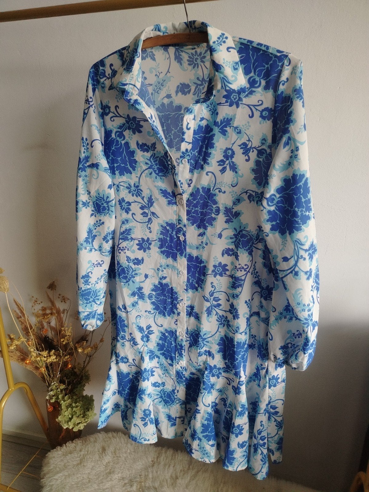 Venessa Nucci Jurk met Bloemenprint - Maat M, Maat 38/40 (M), Venessa Nucci, Blauw, Nieuw