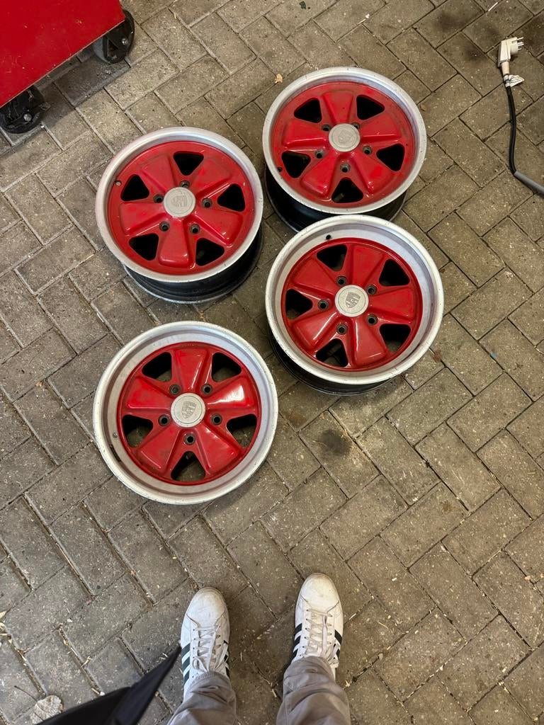 Originele Porsche RS Velgen 1972 - Rood, Gebruikt, Velg(en), Overige maten, Ophalen of Verzenden