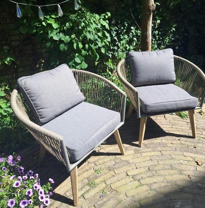 2 leuke terras stoelen inclusief kussens, Ophalen, Gebruikt, Kunststof