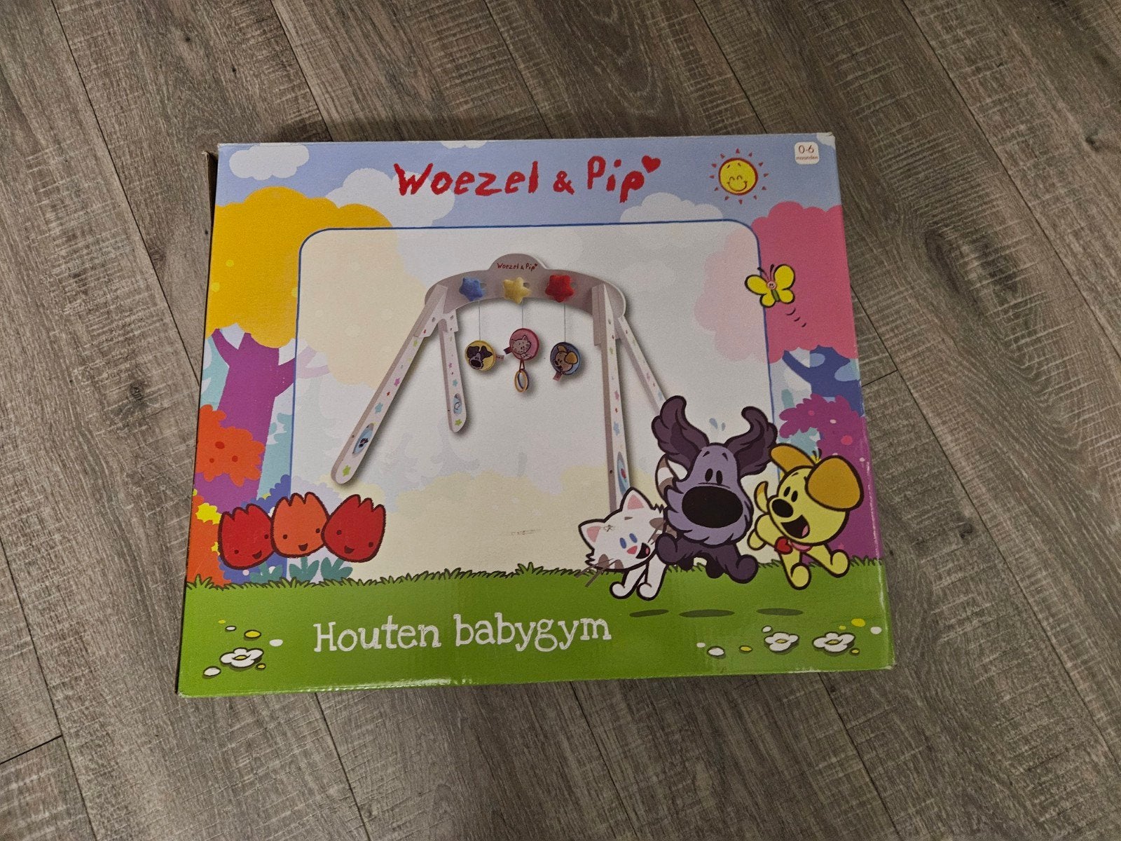 Houten babygym woezel en pip, Kinderen en Baby's, Speelgoed | Overig, Ophalen, Zo goed als nieuw, Jongen of Meisje