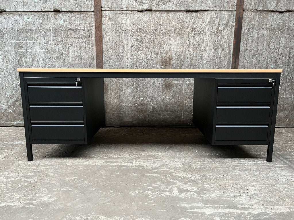 Bureau 200x80cm met ladekast(en), Ophalen of Verzenden, Demontabel, Nieuw, Bureau-kast combinatie