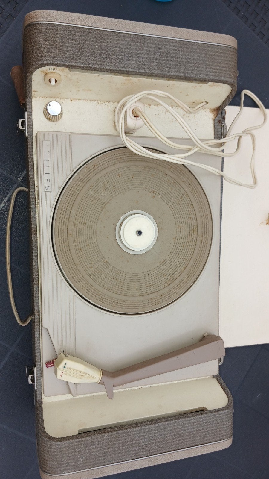 vintage kofferplatenspeler speler, Ophalen, Gebruikt, Platenspeler, Philips