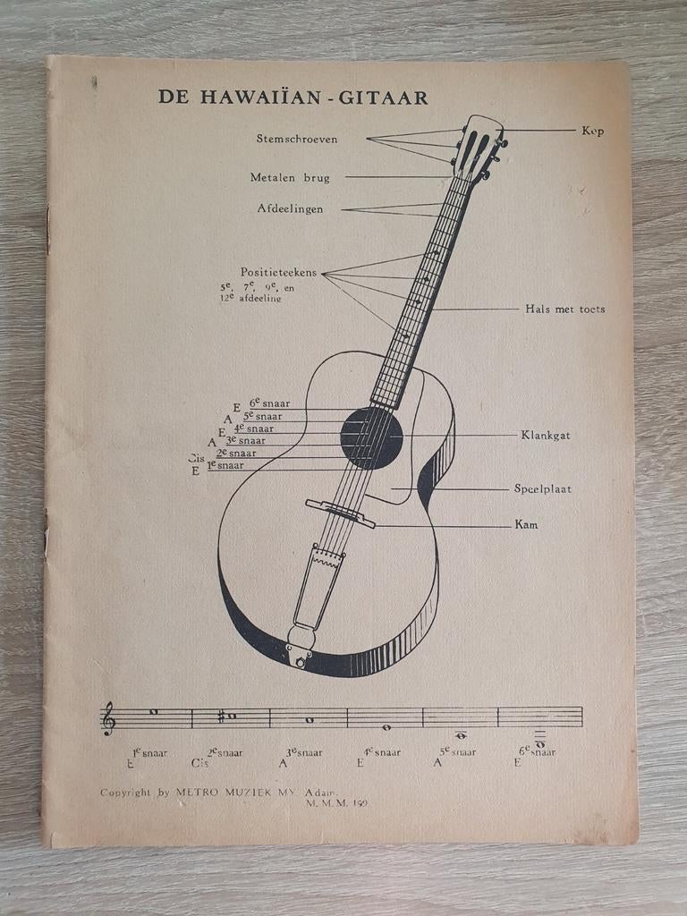 Vintage De Hawaïan-Gitaar Boek - Muziekleer en Akkoorden, Boeken, Muziek, Ophalen of Verzenden, Gelezen, Instrument, Onbekend