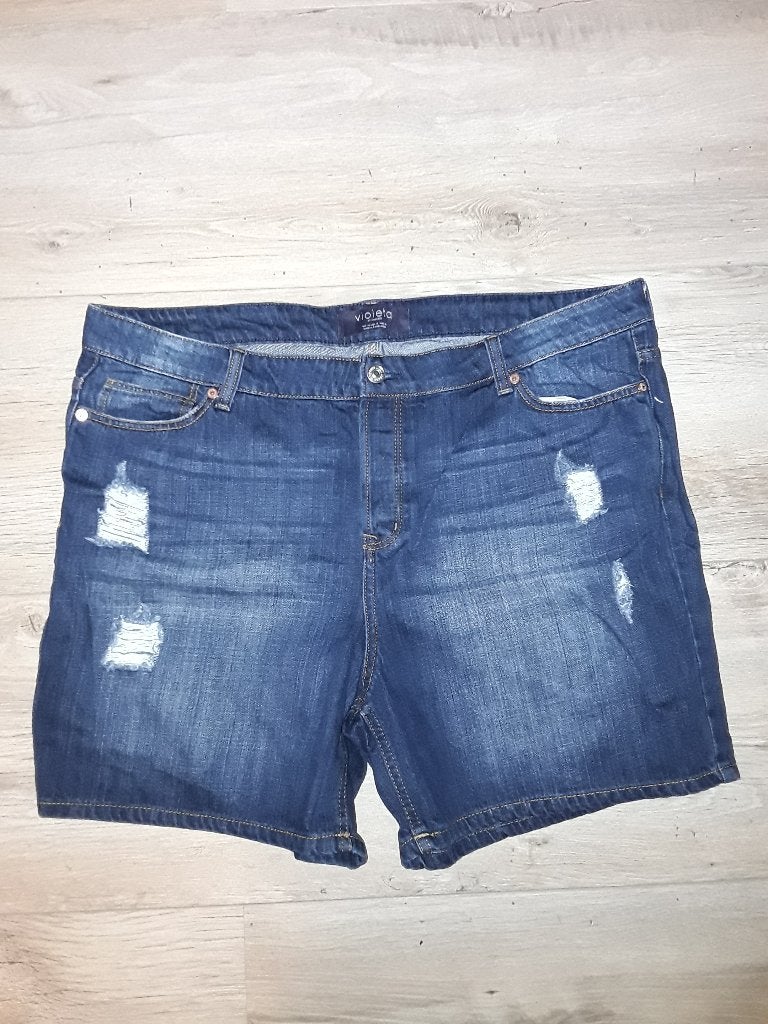 Violeta By Mango Donkere Korte Destroyed Spijkerbroek Mt 48, Mango, Blauw, Ophalen of Verzenden, Zo goed als nieuw