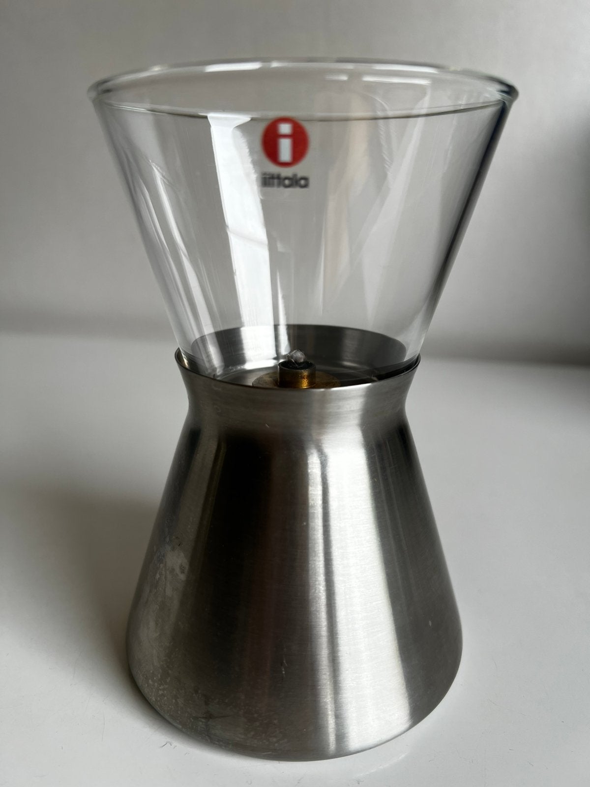 Iittala Glow Parafine Olielamp RVS Glas Thomas Sandell 2000, Windlicht, Ophalen of Verzenden, Iittala, Glas