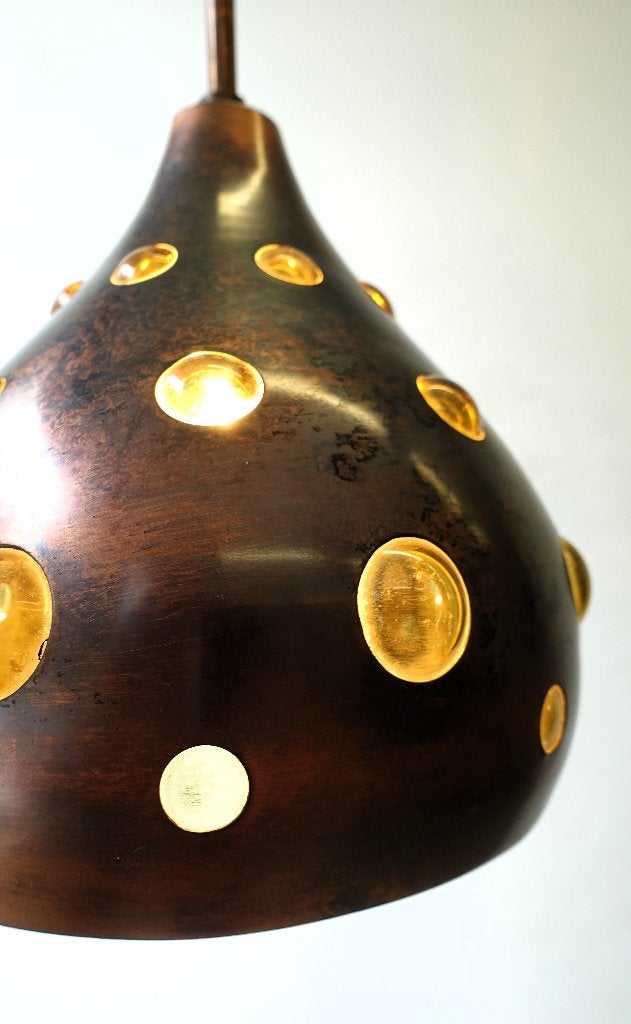 Vintage hanglamp Nanny Still Koper Space Age Brutalist, Ophalen of Verzenden, Gebruikt, Glas, Vintage brutalist Space Age design Mid-Century Modern