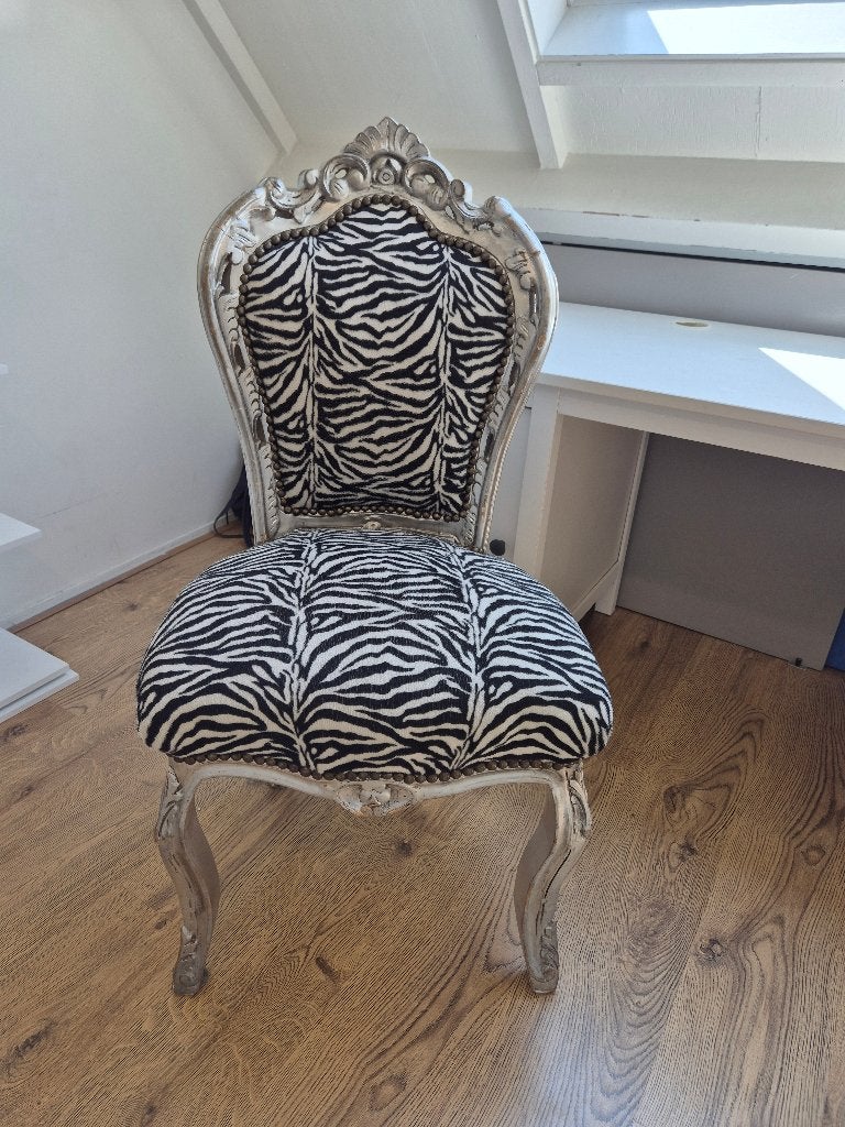 Barok stoel met zebraprint, Huis en Inrichting, Stoelen, Ophalen, Gebruikt, Barok, Overige kleuren