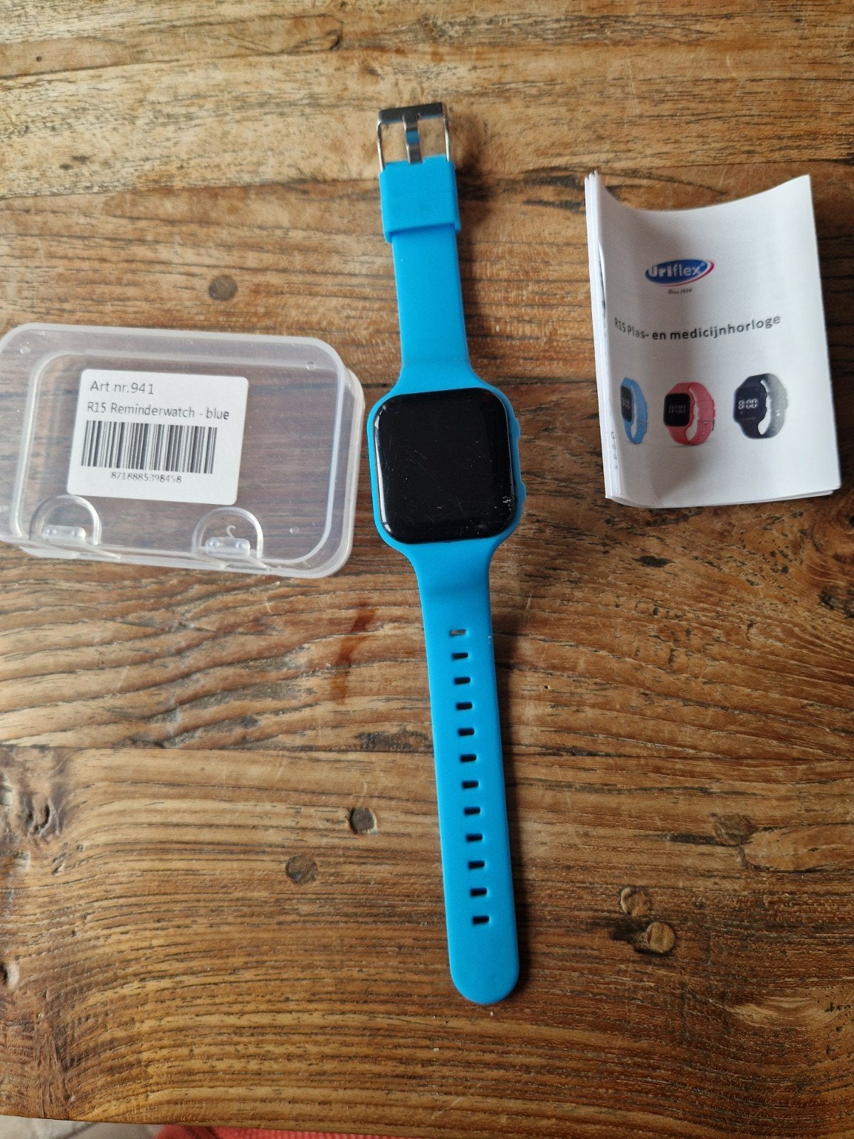 Urinflex plas- en medicijnhorloge - Blauw, Urinflex, Gebruikt, Blauw, Ophalen of Verzenden