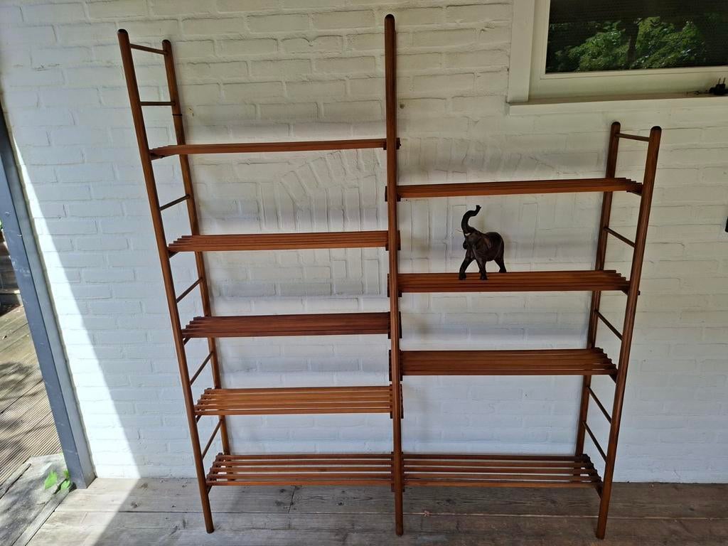 Vintage retro kast stokkenkast Willem Lutjens jaren 60., Ophalen, Met plank(en), 150 tot 200 cm, Teakhout