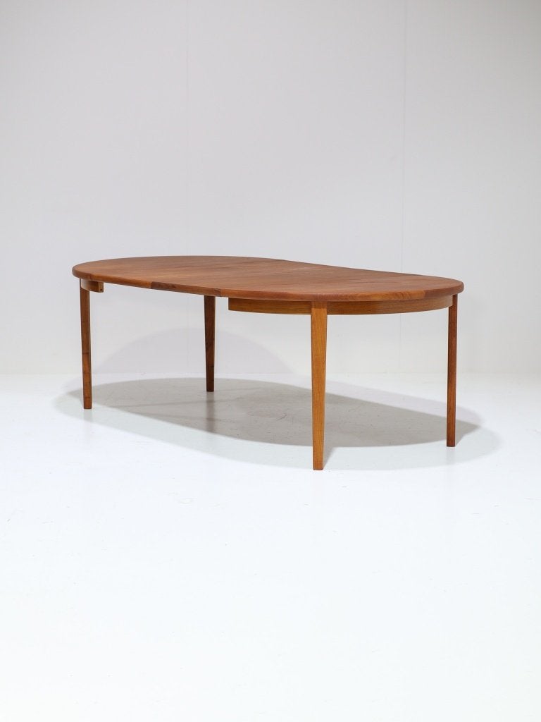 Uitschuifbare ronde eettafel Skovby teak Deens vintage, Ophalen, 100 tot 150 cm, -, -