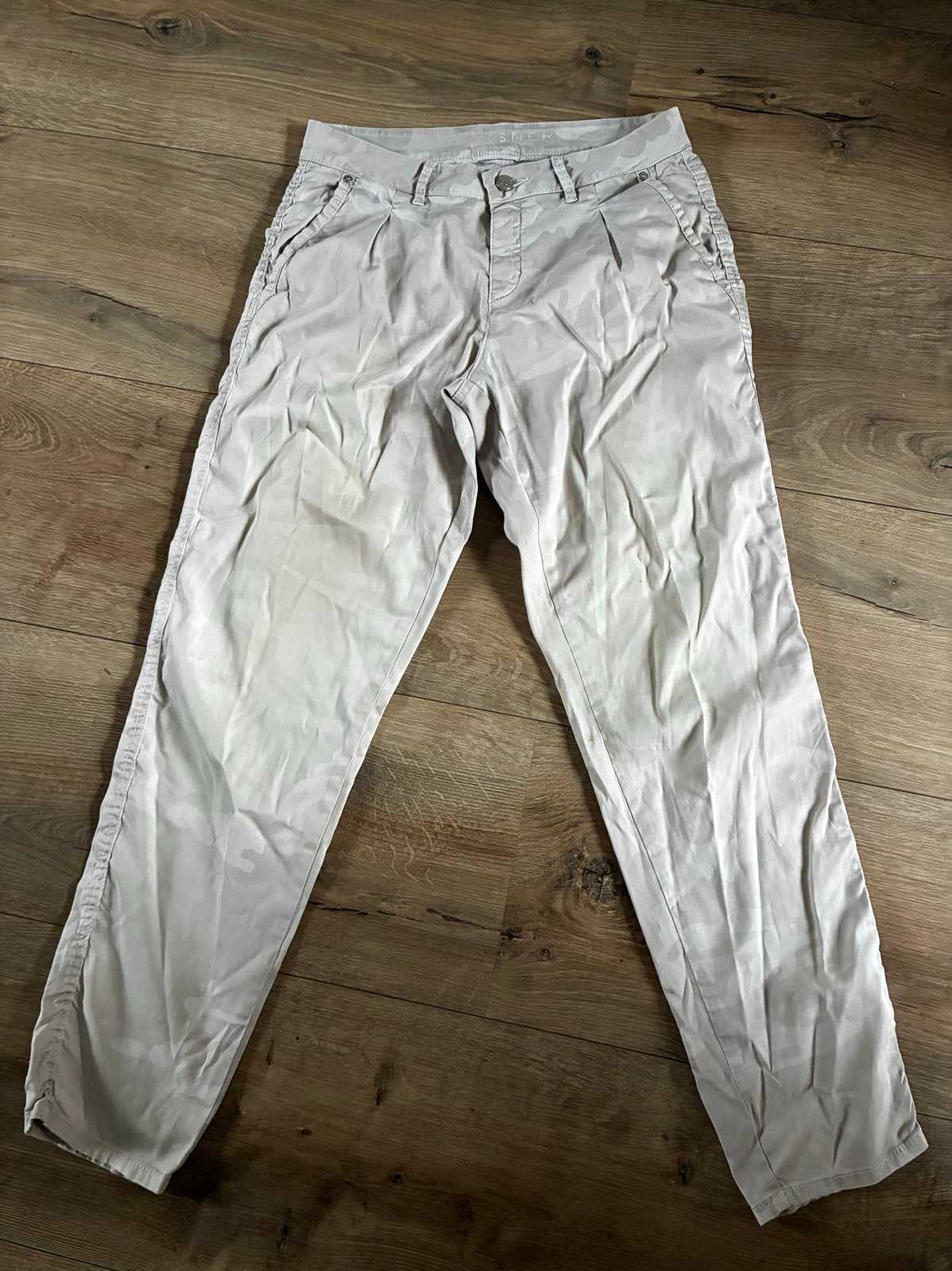 ROSNER damesbroek maat 36 bandplooi vage print, Beige, Ophalen of Verzenden, Maat 36 (S), Lang