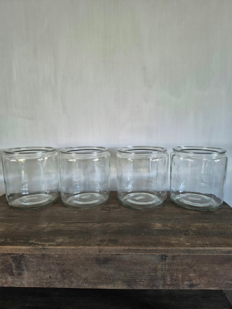 Set van 5 glazen potten / vazen – 19,5 cm hoog – helder glas, Ophalen, Transparant, 20 cm, Glas