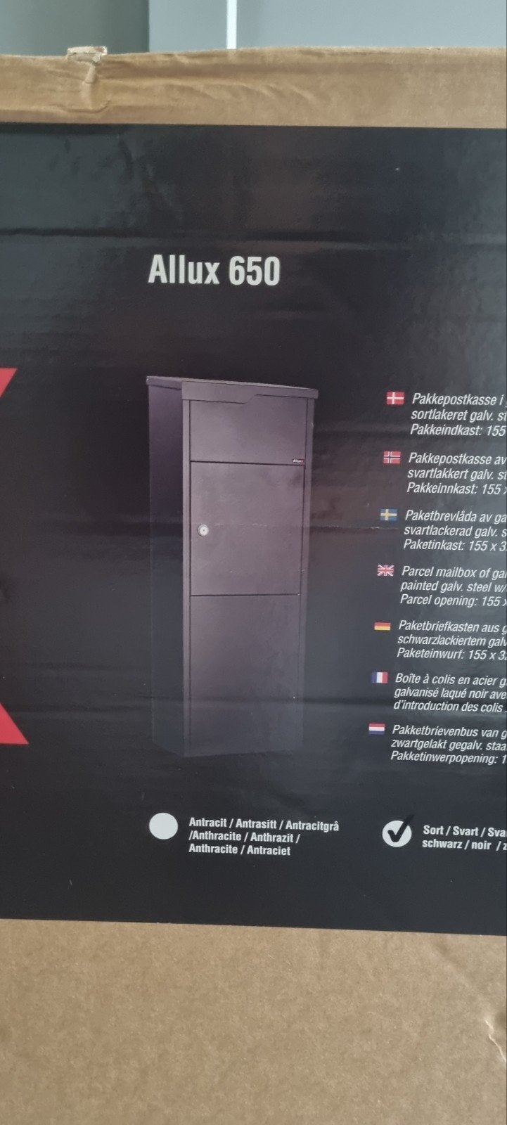 Allux 650 Pakketbrievenbus Zwart, Ophalen of Verzenden, Nieuw, Staal, Staande brievenbus