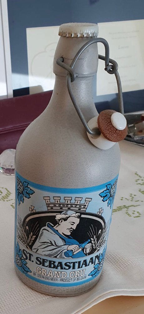 St. Sebastiaan Grand Cru bierkruik 1979 - ongeopend, Verzamelen, Biermerken, Verzenden, Nieuw, Flesje(s), Overige merken