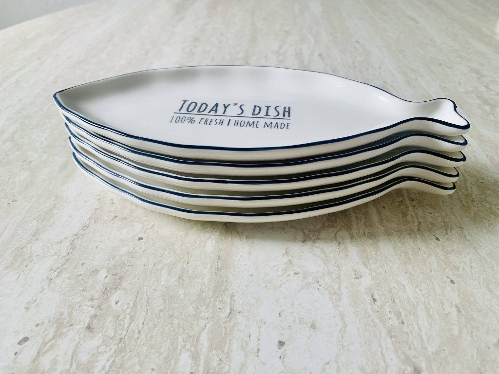 Nieuw! 5x Riviera Maison serveerbordjes 'Daily Catch' Vis, Ophalen, Overige merken, Nieuw, Glas