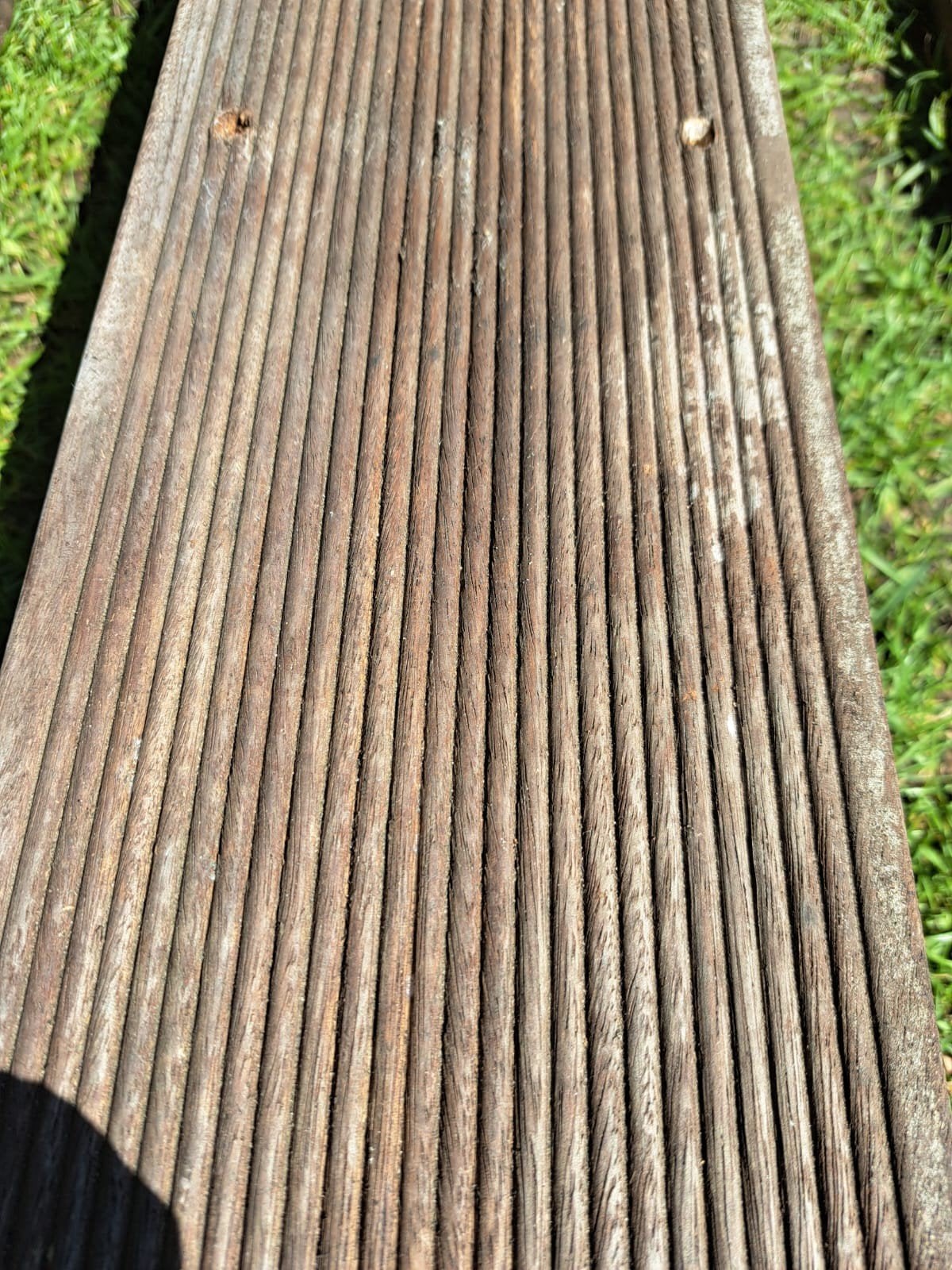 Gebruikte hardhouten vlonderplanken met schroefgaten, Ophalen, Gebruikt, Hout