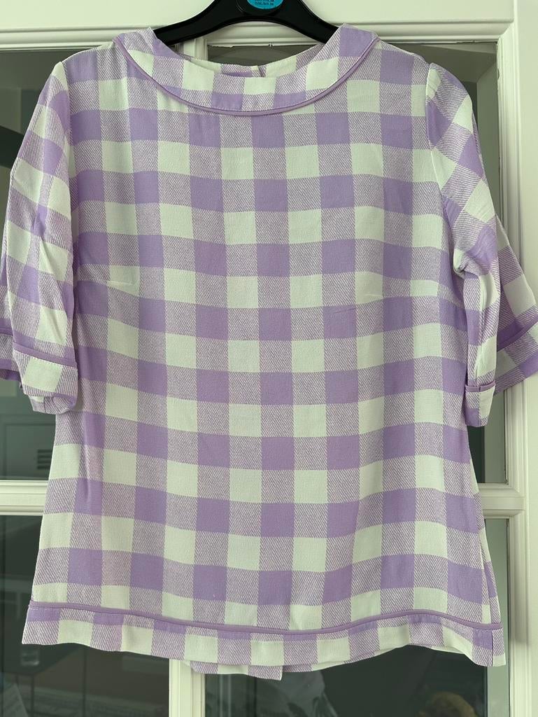 Nieuwe blouse / top met knoopjes op rug OU boutique maat XS, Paars, Nieuw, Ophalen of Verzenden, Korte mouw
